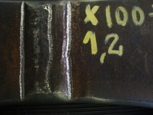 UP of weld toe and interpass intersection with 2mm pin tip